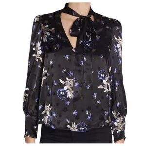 Rebecca Taylor  Top Women Small Floral Silk Blend Blouse Long Sleeve Office Soft